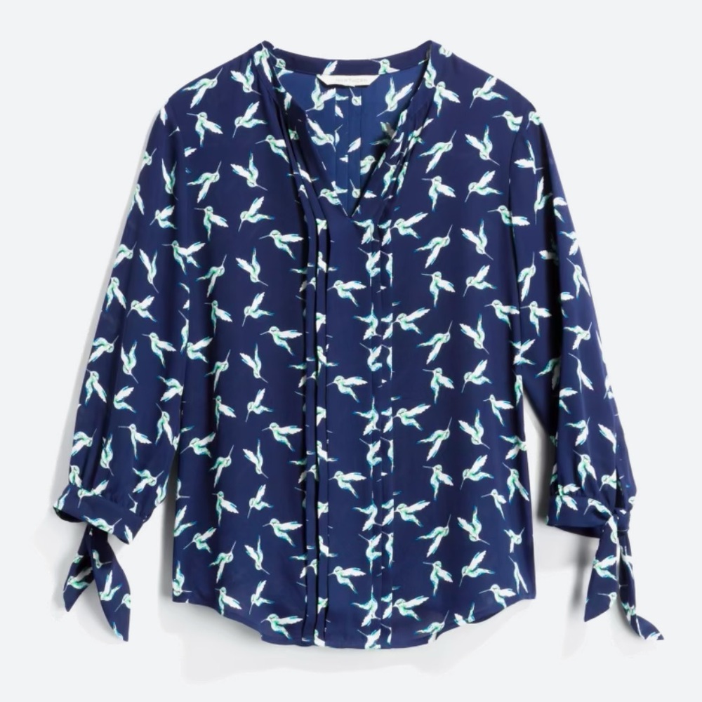 41 Hawthorne Melisa tie sleeve detail blouse Navy, size M